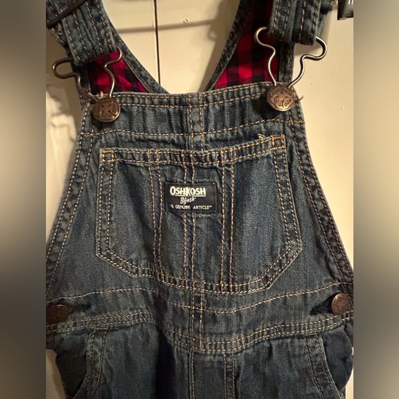 Oshkosh B’Gosh Kids Toddlers Denim Overalls Flannel Lined size 2T - Picture 4 of 11